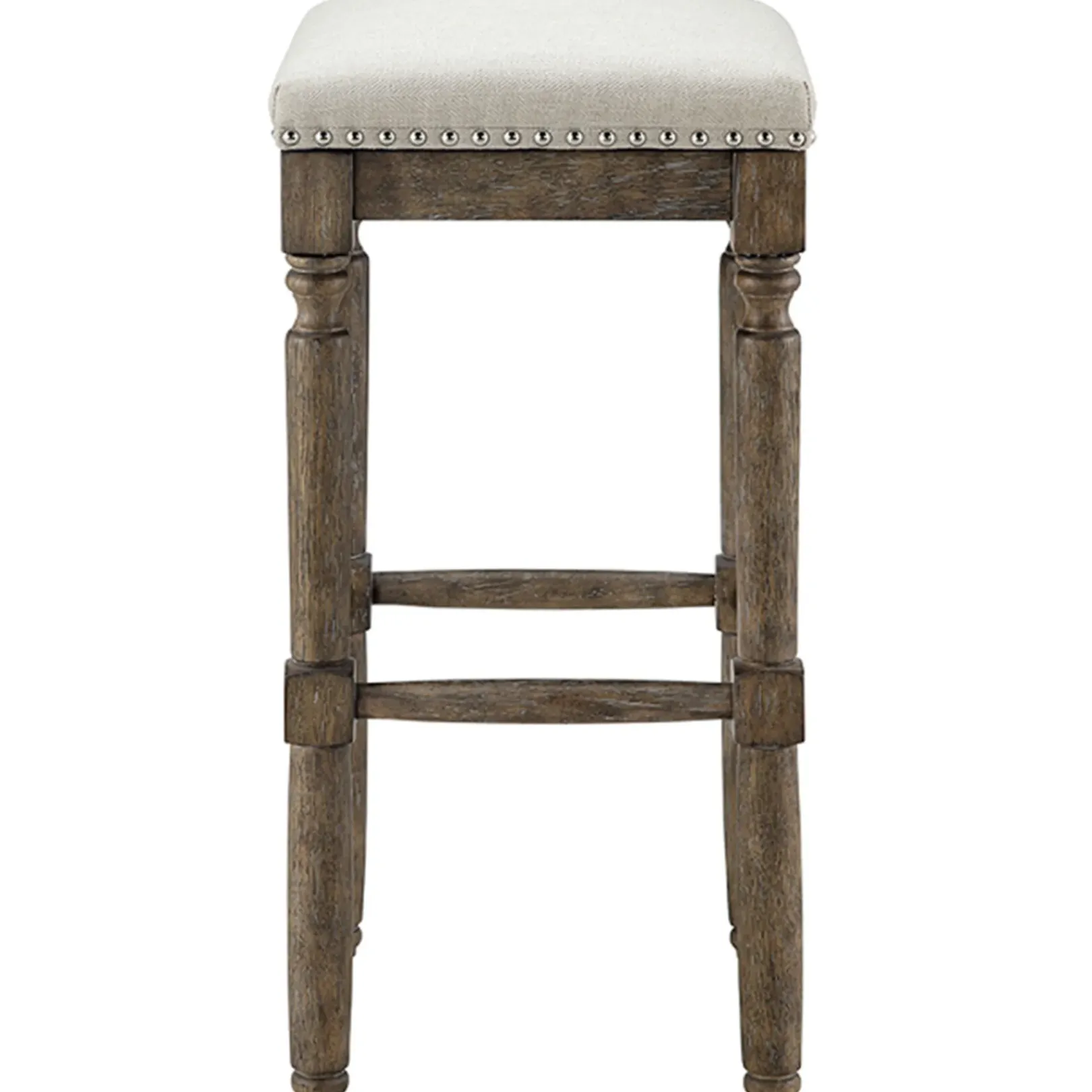 Online Aiden Upholstered Tan Backless Barstool With Nailhead Trim, 30 Promotion Barstools