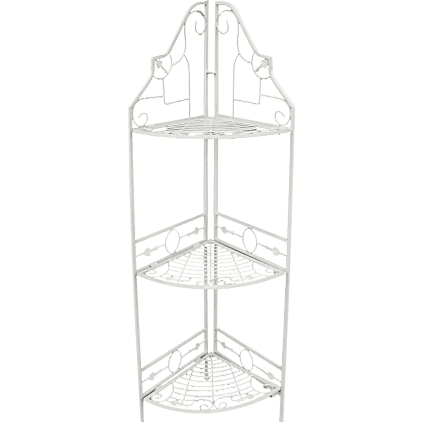 Clearance Antique White Scrolled Metal Folding Corner Shelf Rack, 51.5 Premium Baker'S Racks & Bar Carts