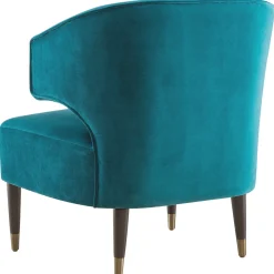 Best Aura Green Velvet Wrap Around Arm Chair With Brass Capped Legs Fashion Accent Chairs