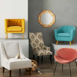 Outlet Bendell Yellow Velvet Tufted Accent Club Chair With Gold Legs Opening Sales Accent Chairs
