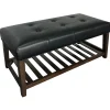 New Collins Black Leather Bench Clearance Benches