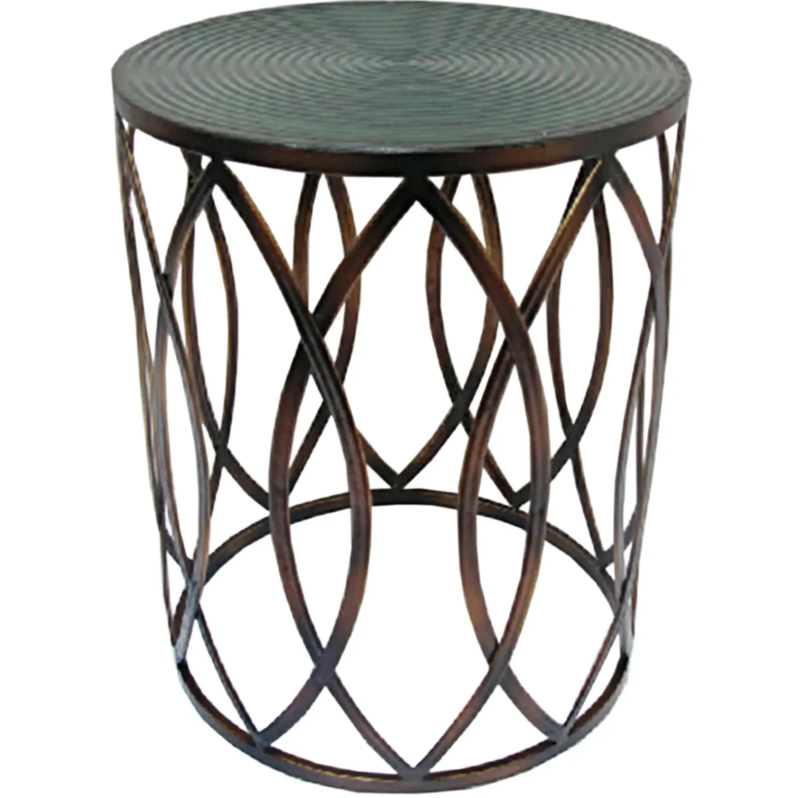 New Copper Round Metal Side Table, Small Bargain Sale Accent Tables