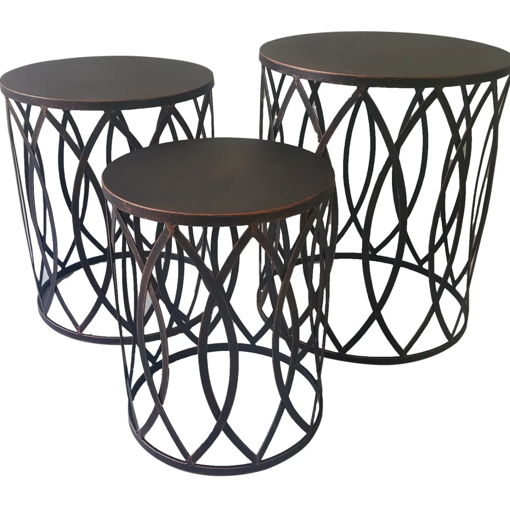New Copper Round Metal Side Table, Small Bargain Sale Accent Tables
