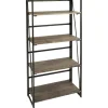 Discount Dakota 4-Tier Black & Brown Industrial Modern Bookshelf, 49 Low Price Office