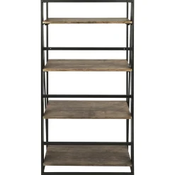 Discount Dakota 4-Tier Black & Brown Industrial Modern Bookshelf, 49 Low Price Office