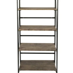 Discount Dakota 4-Tier Black & Brown Industrial Modern Bookshelf, 49 Low Price Office