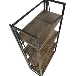 Discount Dakota 4-Tier Black & Brown Industrial Modern Bookshelf, 49 Low Price Office