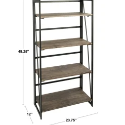 Discount Dakota 4-Tier Black & Brown Industrial Modern Bookshelf, 49 Low Price Office