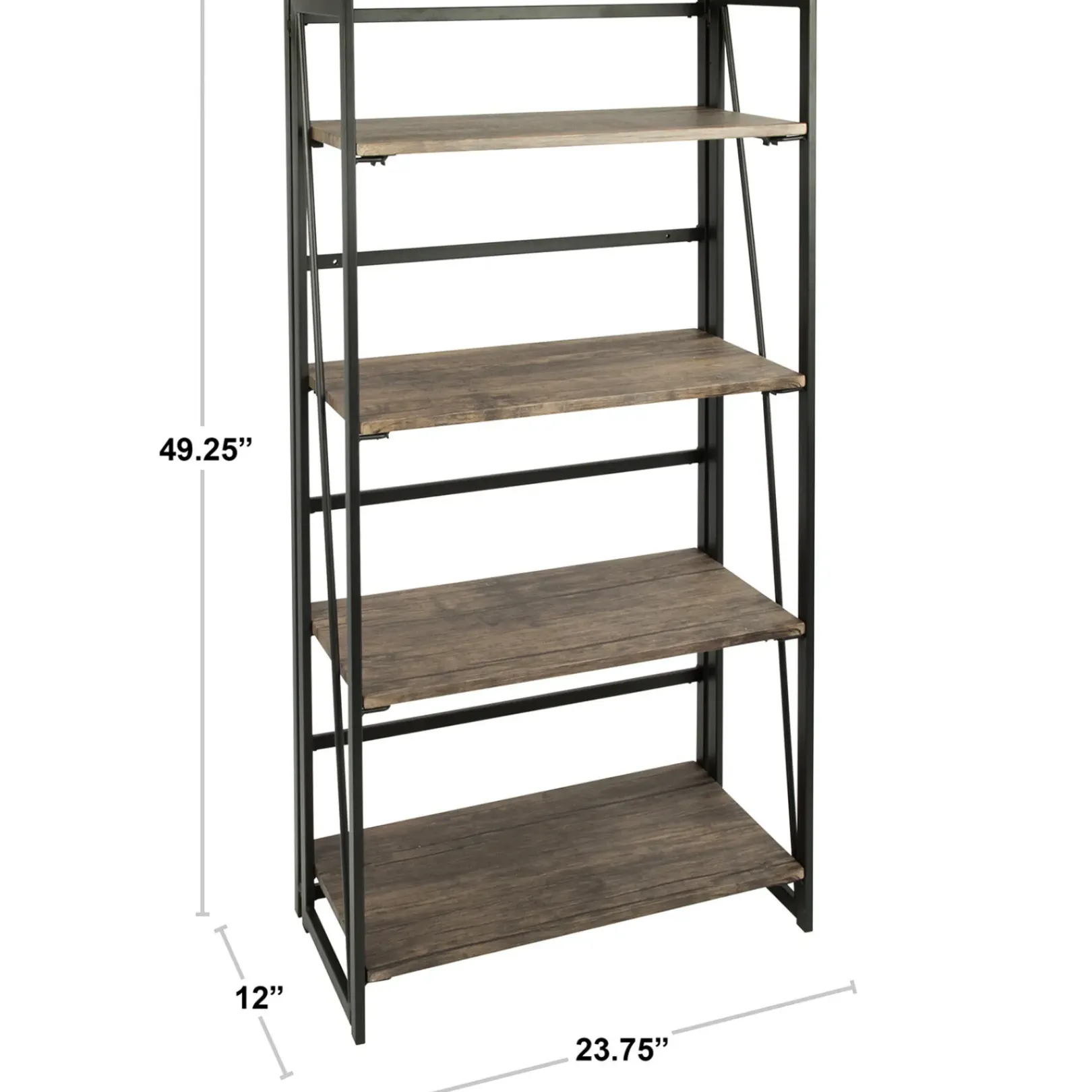 Discount Dakota 4-Tier Black & Brown Industrial Modern Bookshelf, 49 Low Price Office