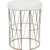 New Diago Metallic Blush Wire Vanity Stool/Padded White Faux Leather Seat Good Quality Stools & Benches