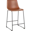 Best Drake Modern Faux Leather Industrial Barstool, Cognac Promotion Barstools