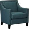 Best Erica Teal Accent Chair With Nailhead Trim Low Price Accent Chairs