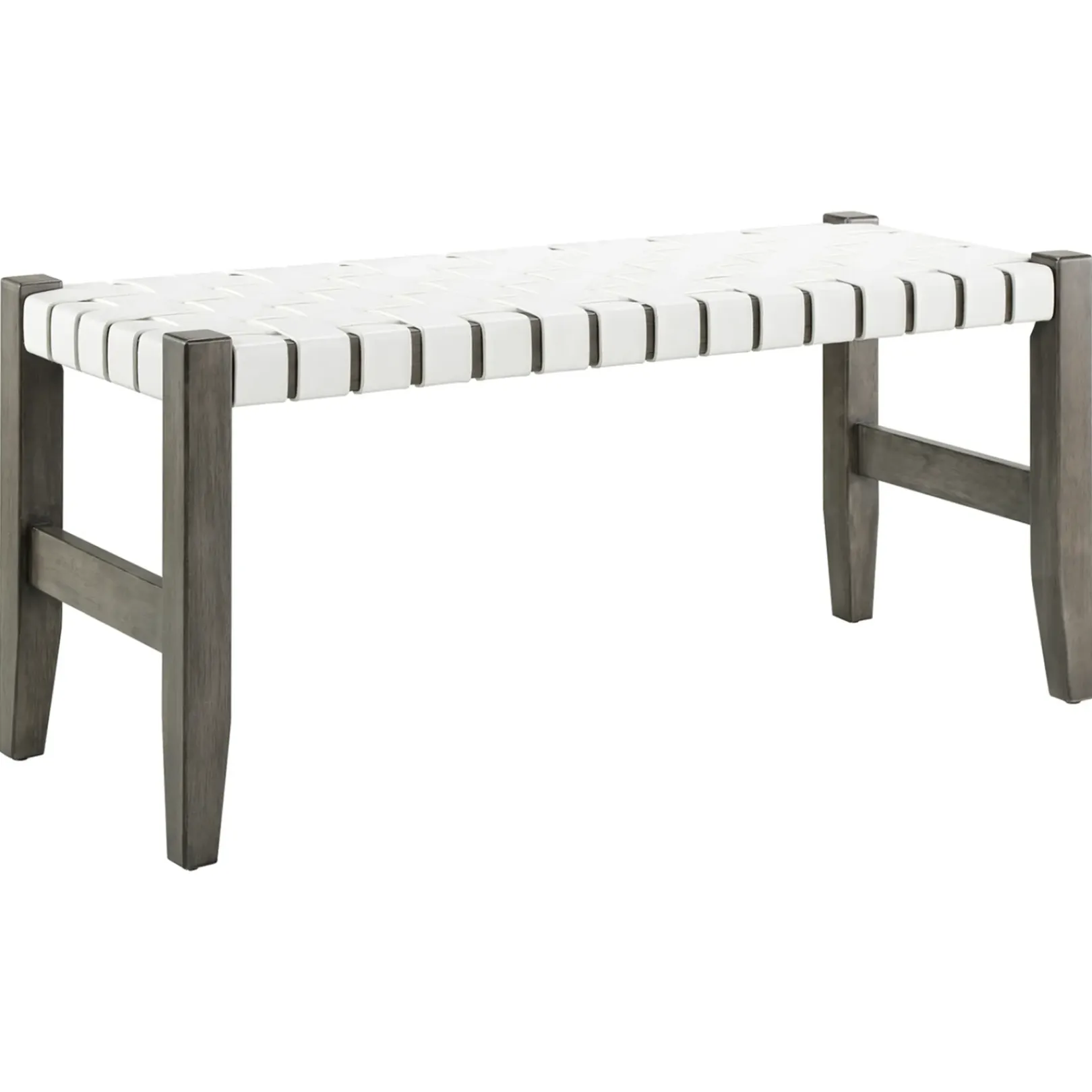 Online Faux Leather Ivory Strap Bench Opening Sales Benches