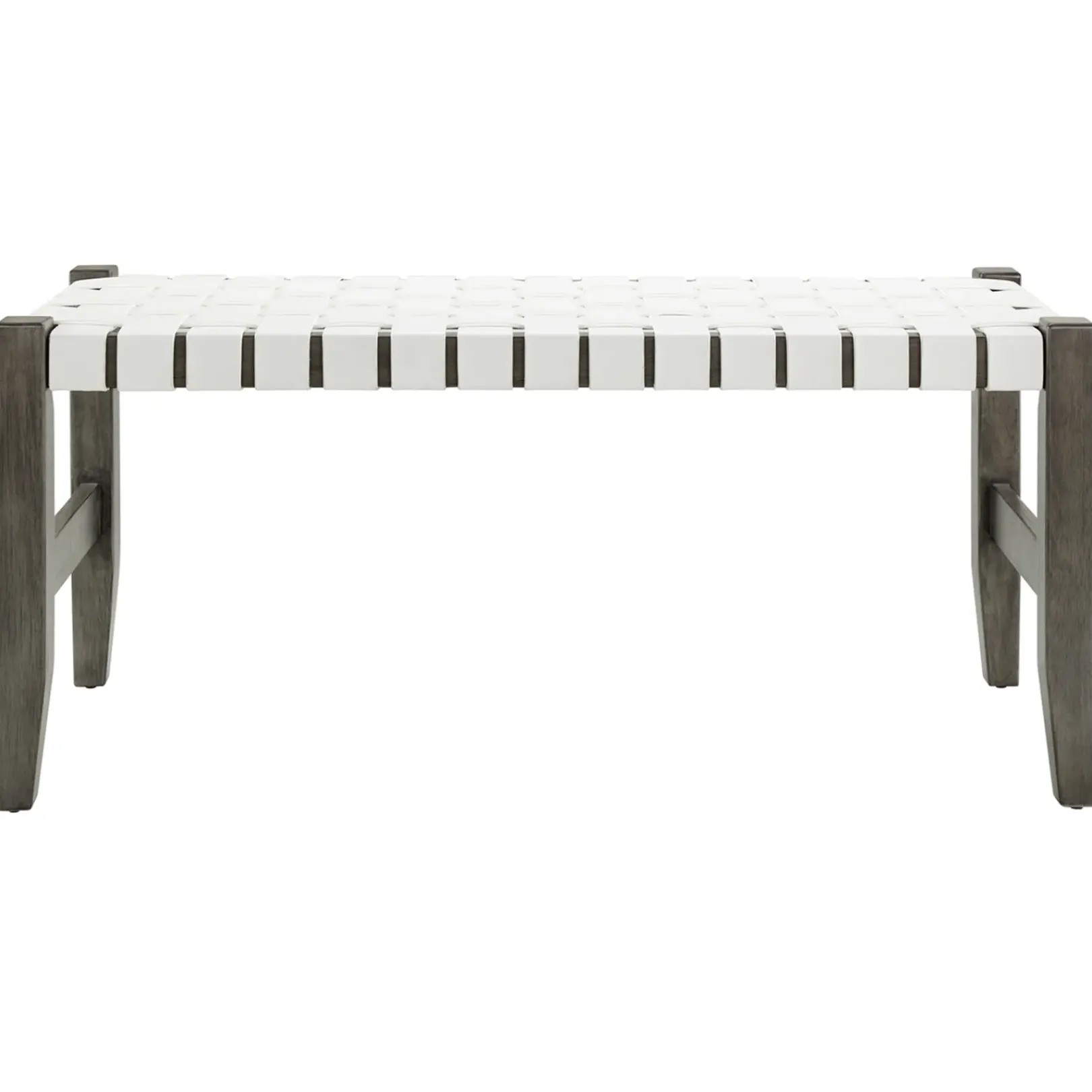 Online Faux Leather Ivory Strap Bench Opening Sales Benches