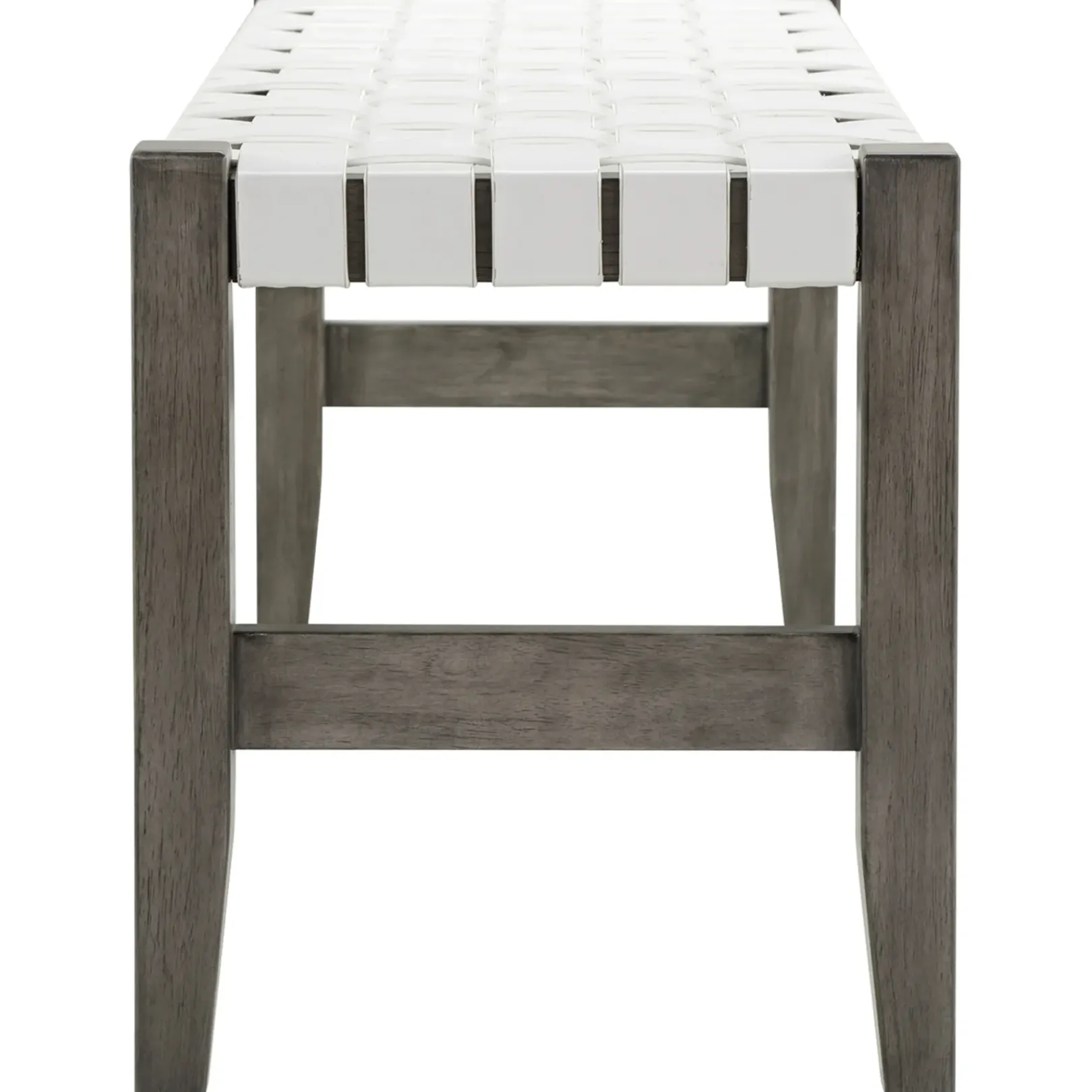 Online Faux Leather Ivory Strap Bench Opening Sales Benches