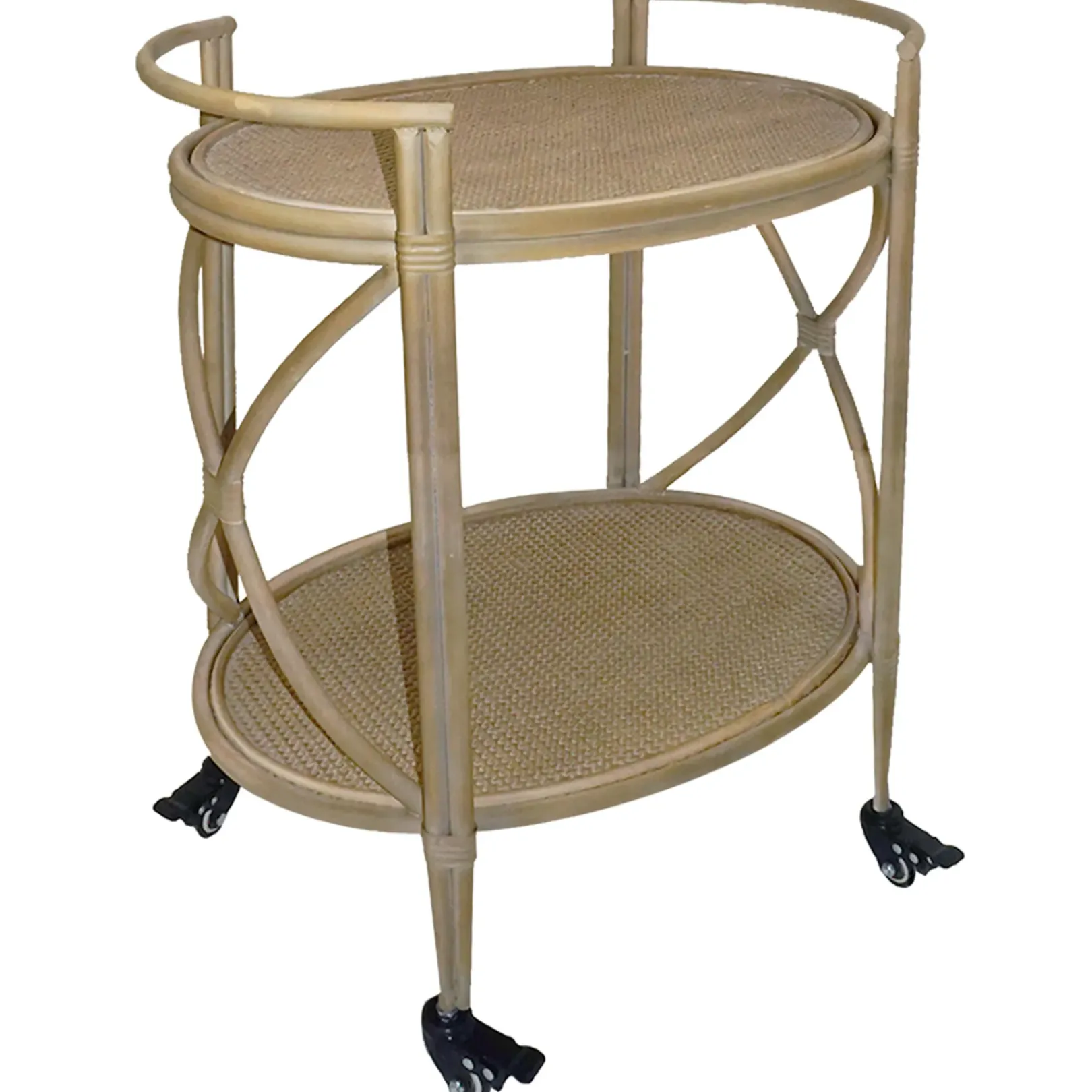 New Grace Mitchell 2-Tier Rattan Shelf Bar Cart With Metal Frame Outlet Baker'S Racks & Bar Carts