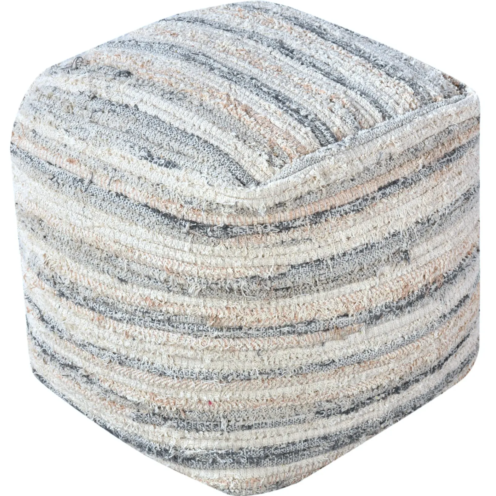 Honeybloom Grey & Cream Pouf Opening Sales Ottomans & Poufs