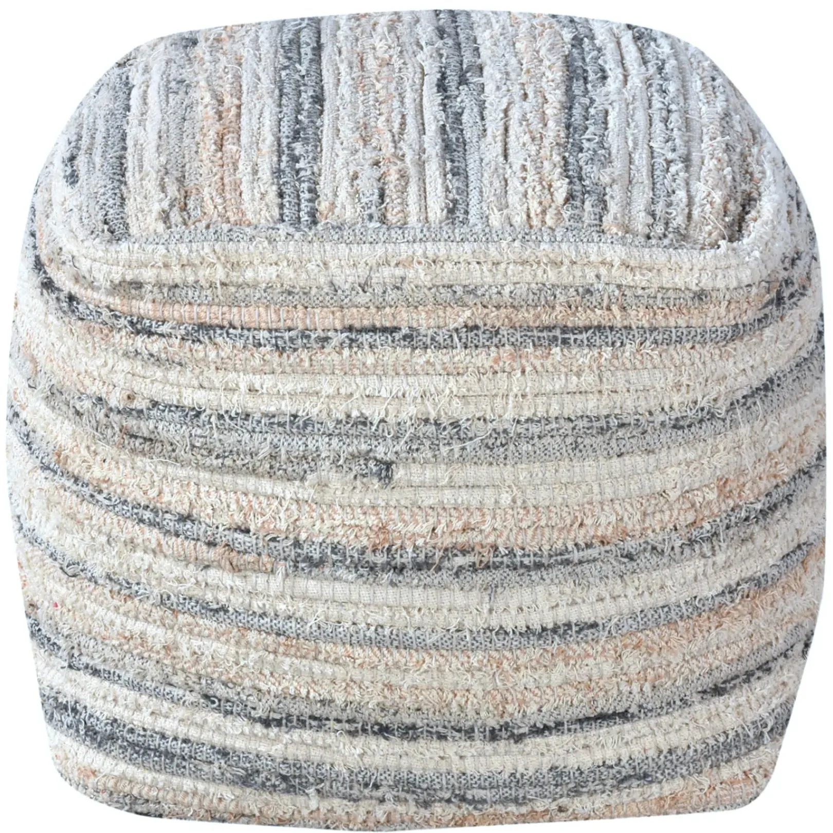Honeybloom Grey & Cream Pouf Opening Sales Ottomans & Poufs