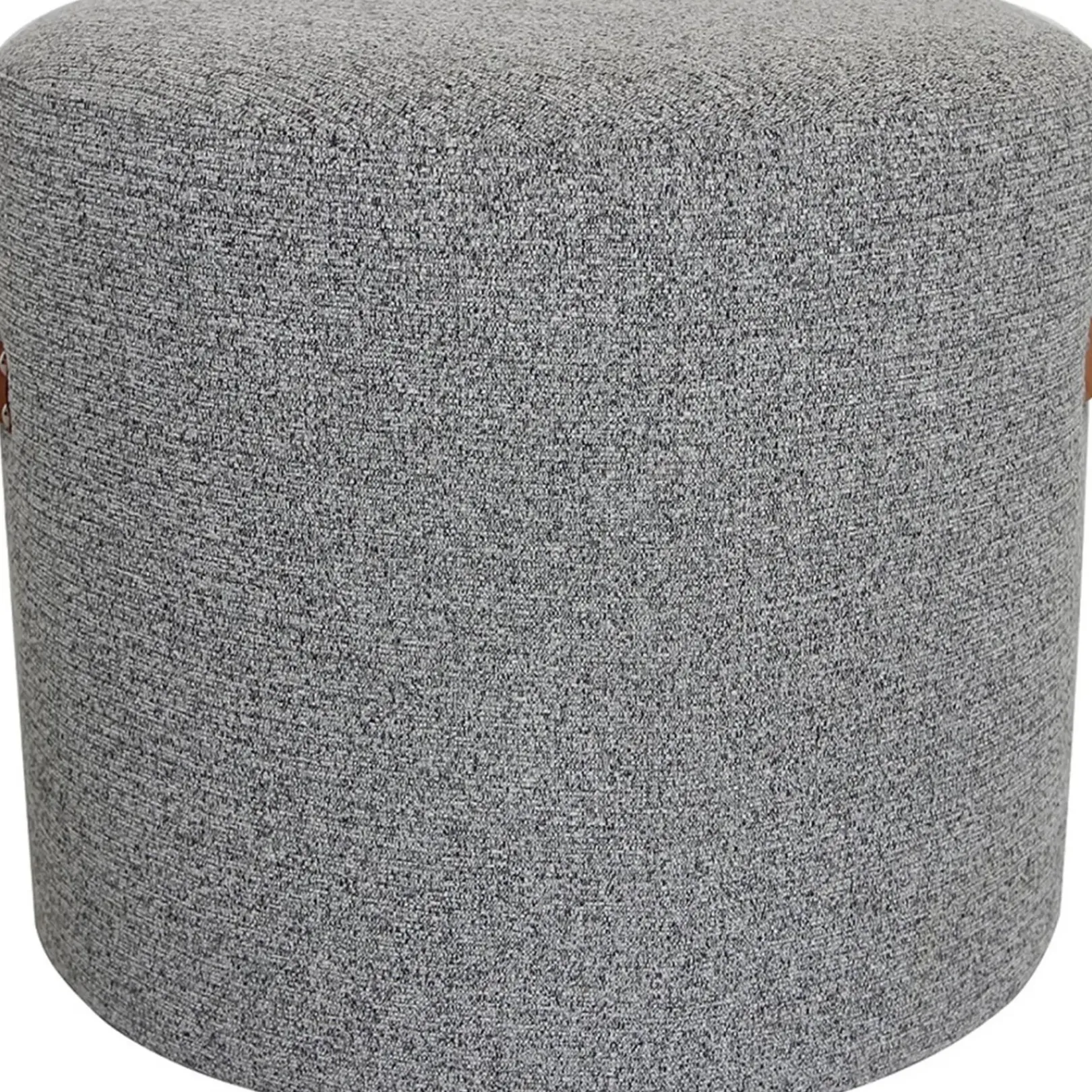 Online Honeybloom Rica Textured Pouf With Faux Leather Handles, Grey Less Expensive Ottomans & Poufs
