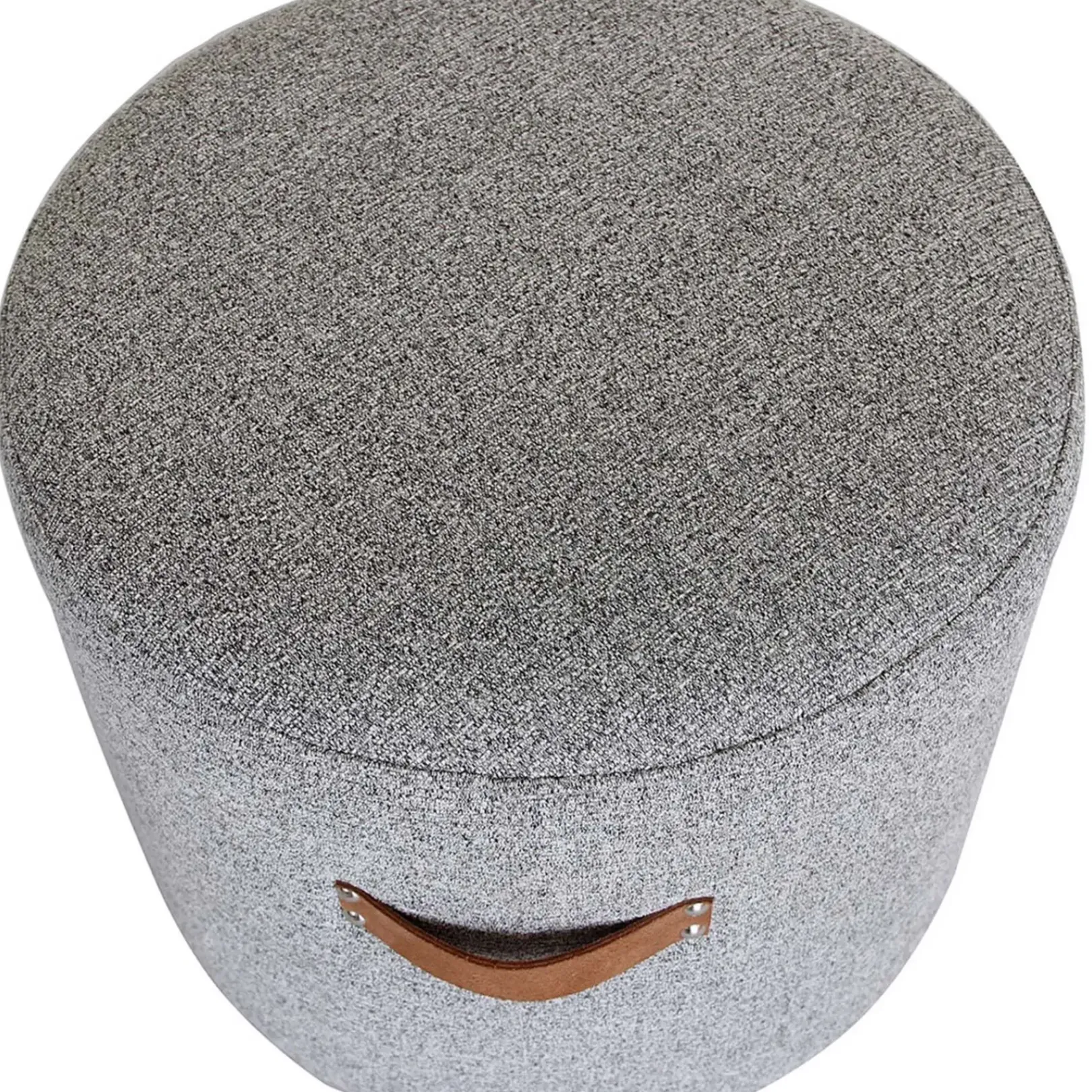 Online Honeybloom Rica Textured Pouf With Faux Leather Handles, Grey Less Expensive Ottomans & Poufs