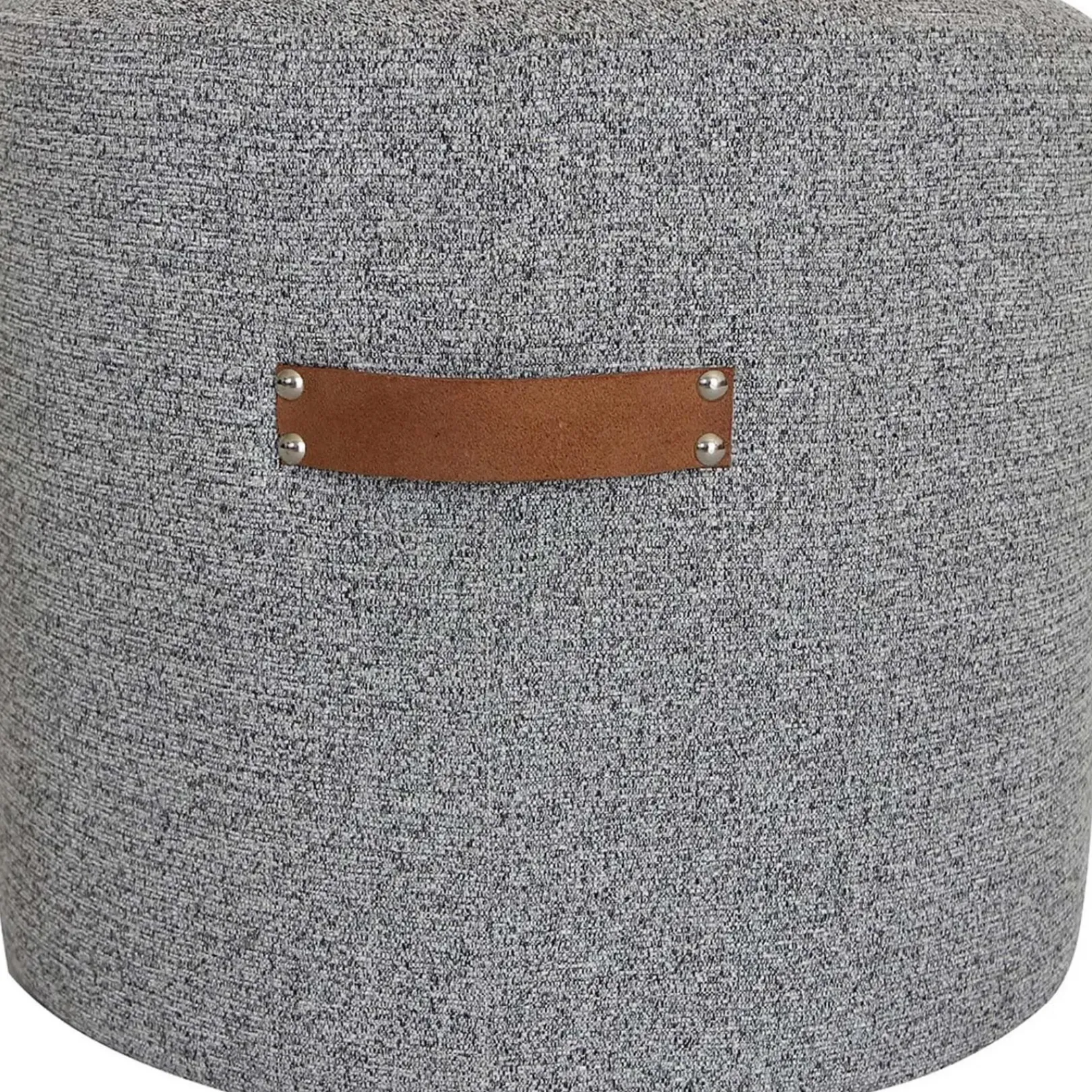 Online Honeybloom Rica Textured Pouf With Faux Leather Handles, Grey Less Expensive Ottomans & Poufs