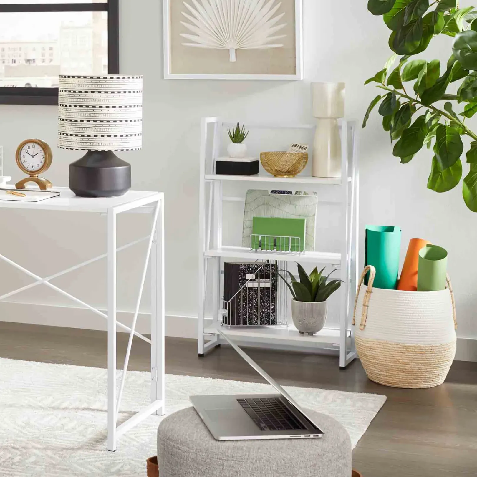 Online Honeybloom Rica Textured Pouf With Faux Leather Handles, Grey Less Expensive Ottomans & Poufs