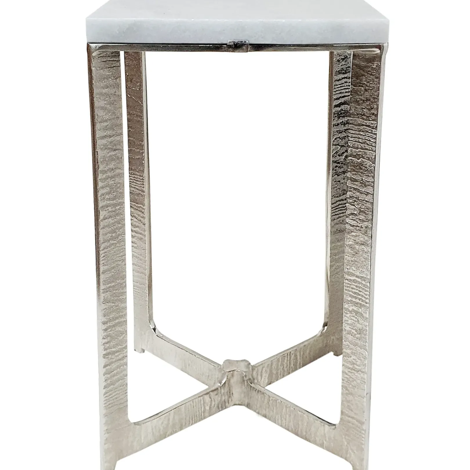Outlet Judd Silver Accent Table With Marble Top Premium Accent Tables