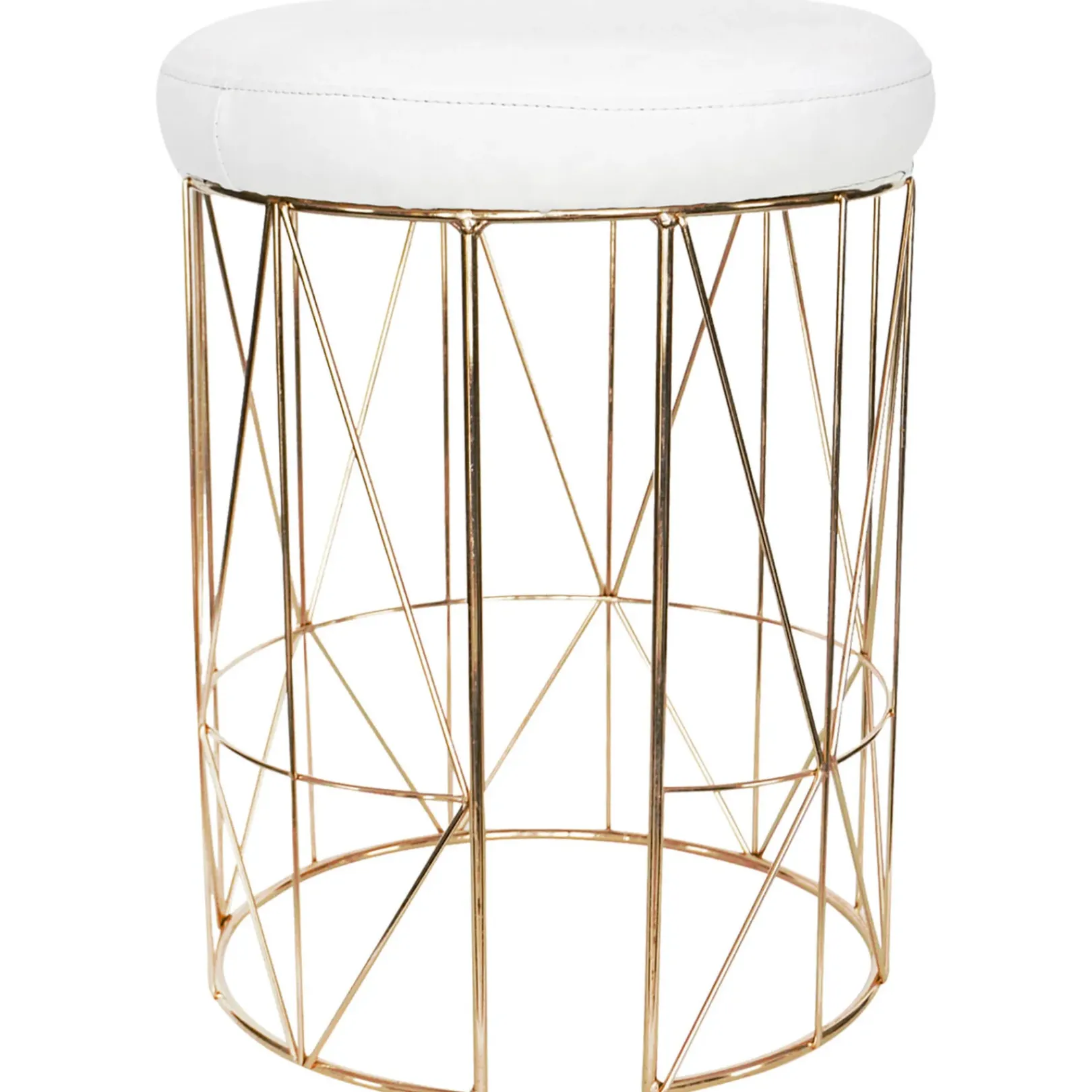 Online Keira Glazed Gold Wire Vanity Stool & Padded White Faux Leather Seat Cheaper Stools & Benches