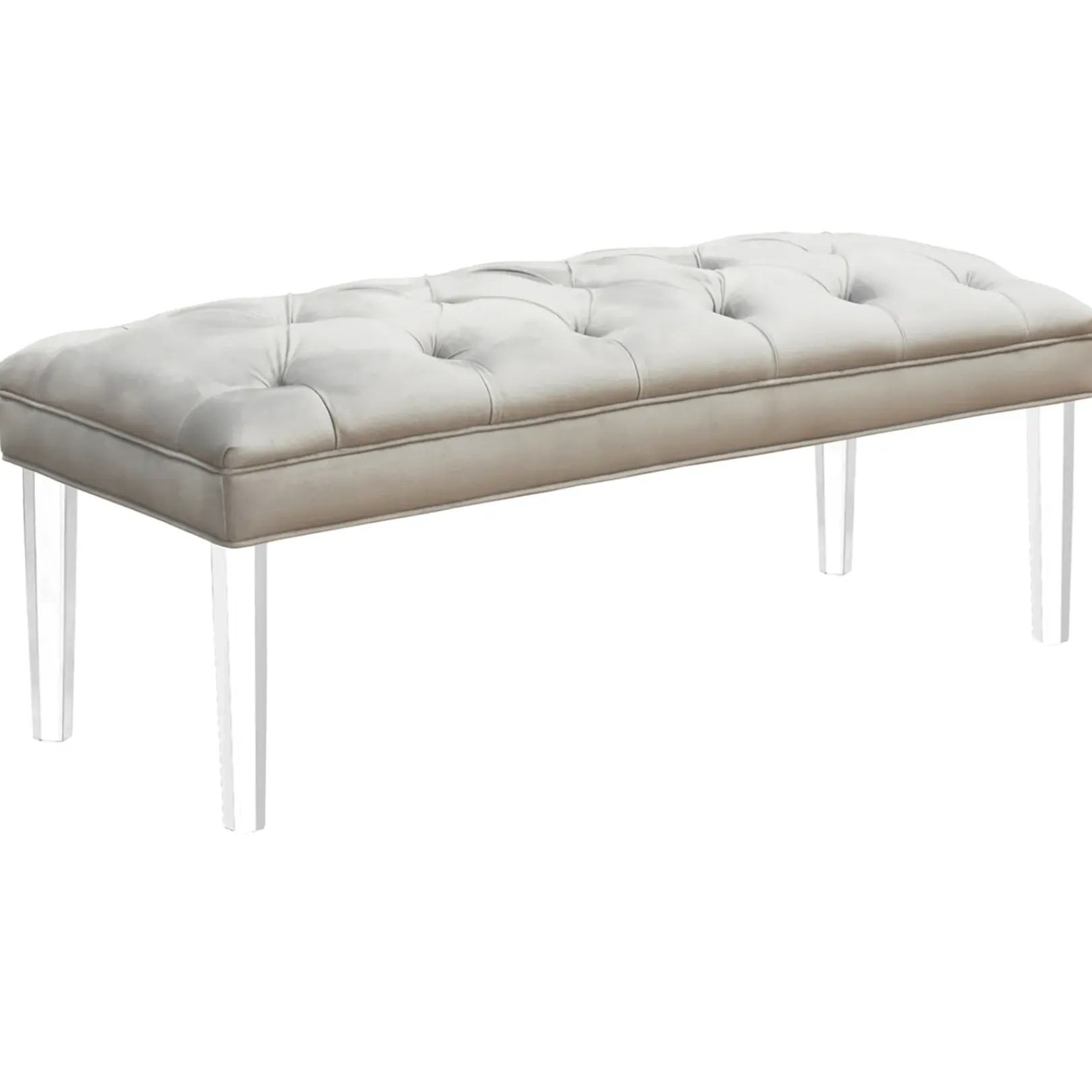 Outlet Laila Ali Grey Tufted Acrylic Leg Bench, Kd Online Discount Stools & Benches