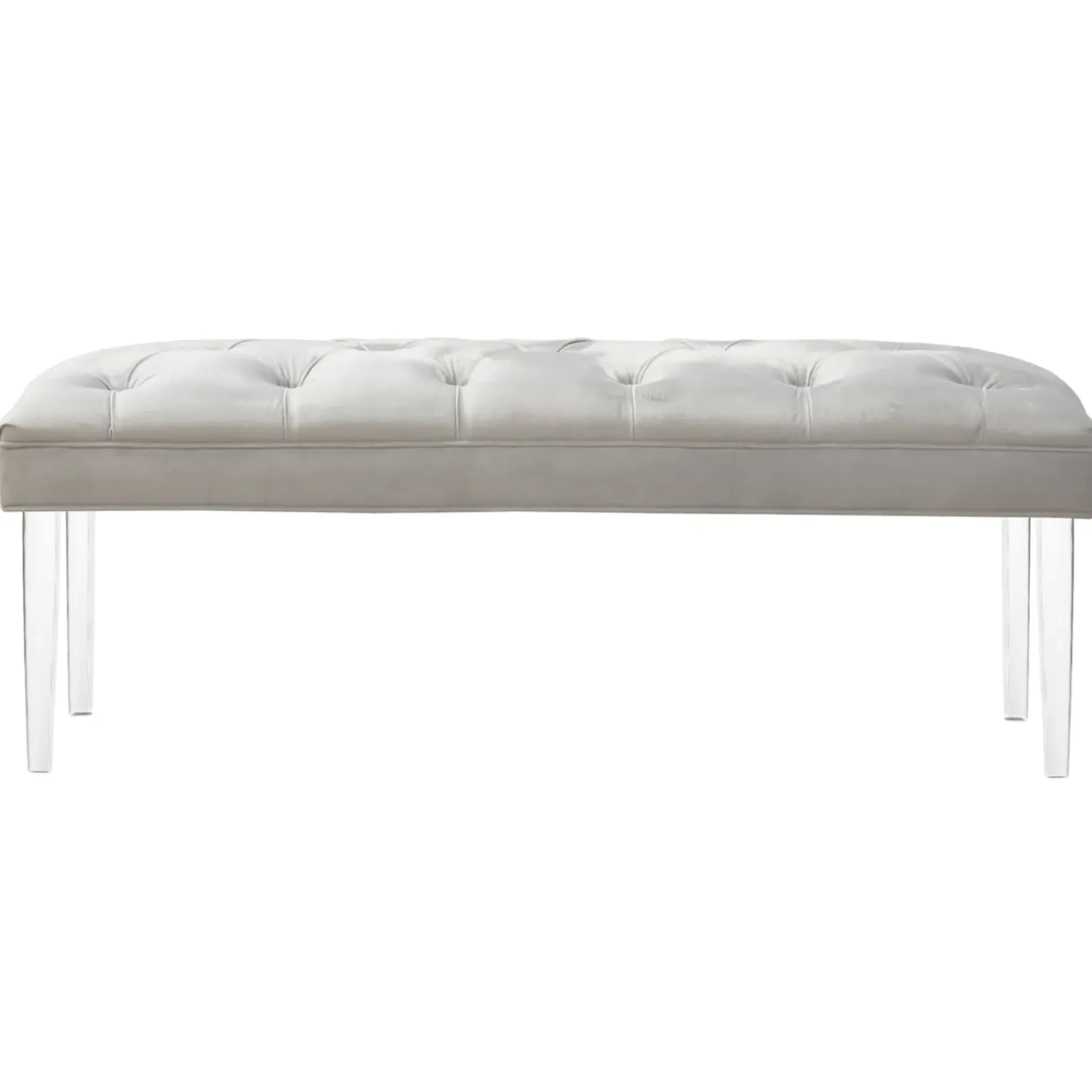 Outlet Laila Ali Grey Tufted Acrylic Leg Bench, Kd Online Discount Stools & Benches