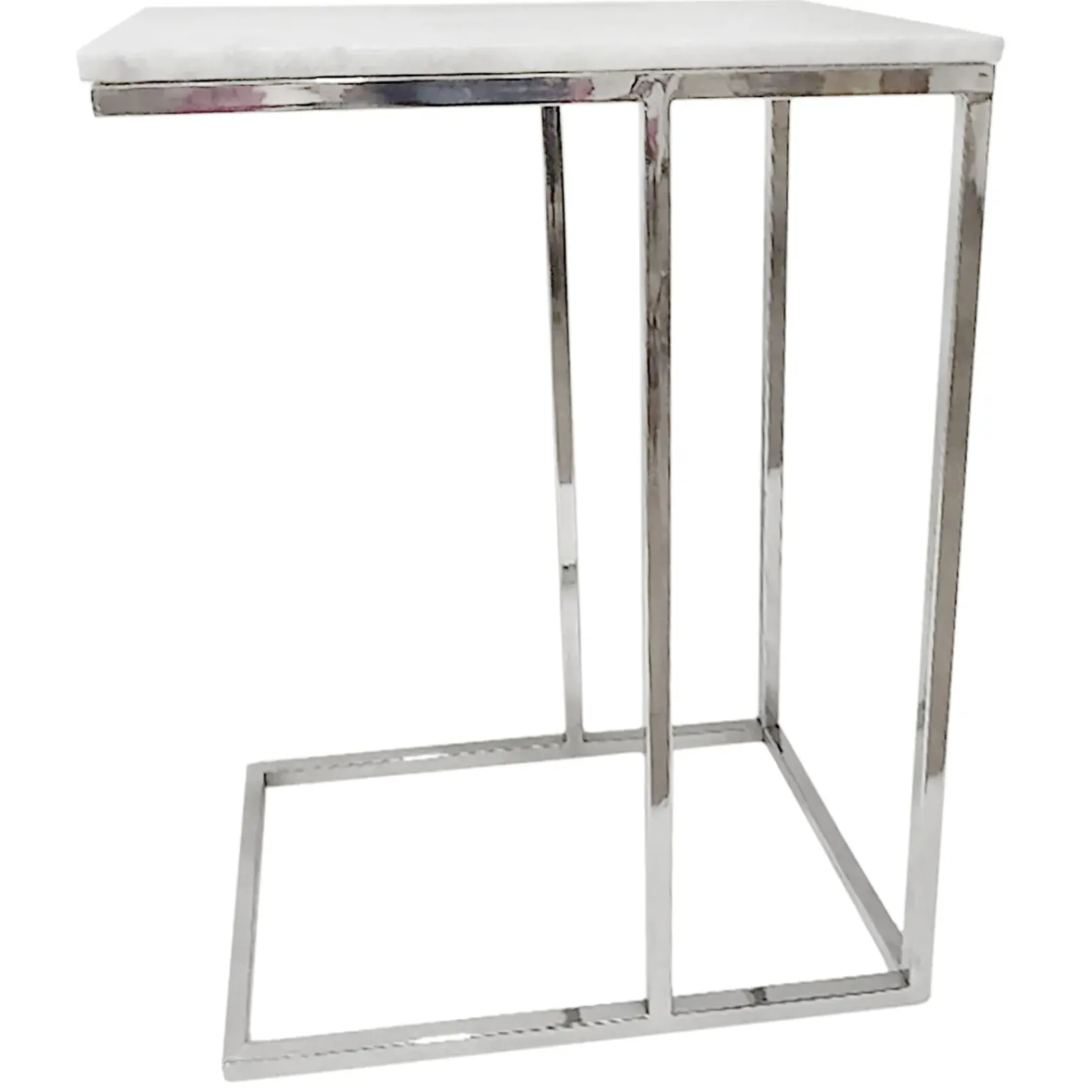 Best Laila Ali Marbled-Top Silver C-Table Flash Sale Accent Tables