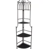 Hot Metal Corner Rack With Brown Decorative Arch & Folding Wood-Top Shelves, 63 Online Discount Baker'S Racks & Bar Carts