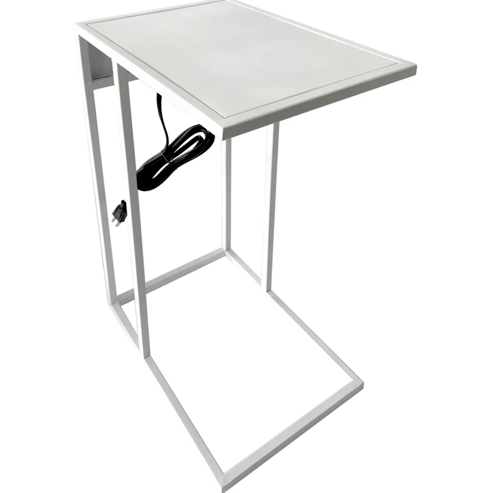 Clearance Metal C-Table With Usb Port, White Premium Accent Tables
