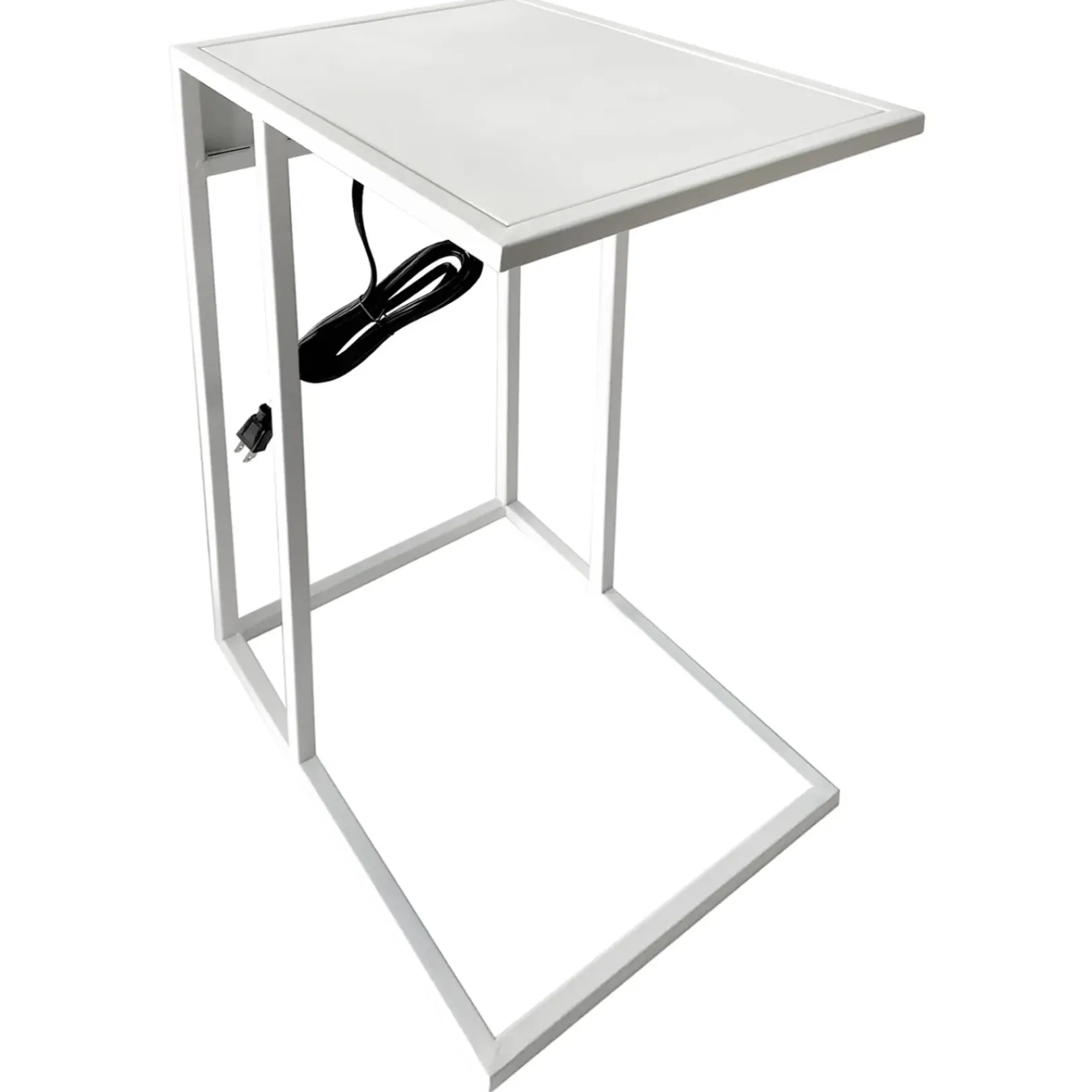 Clearance Metal C-Table With Usb Port, White Premium Accent Tables