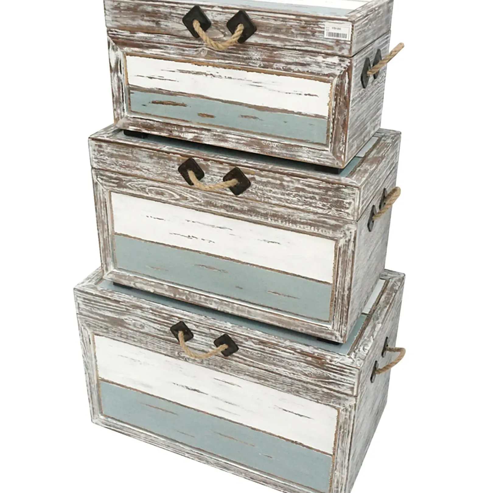 Discount Nantucket Weathered Wood Decorative Storage Trunk, Medium Fashion Accent Tables