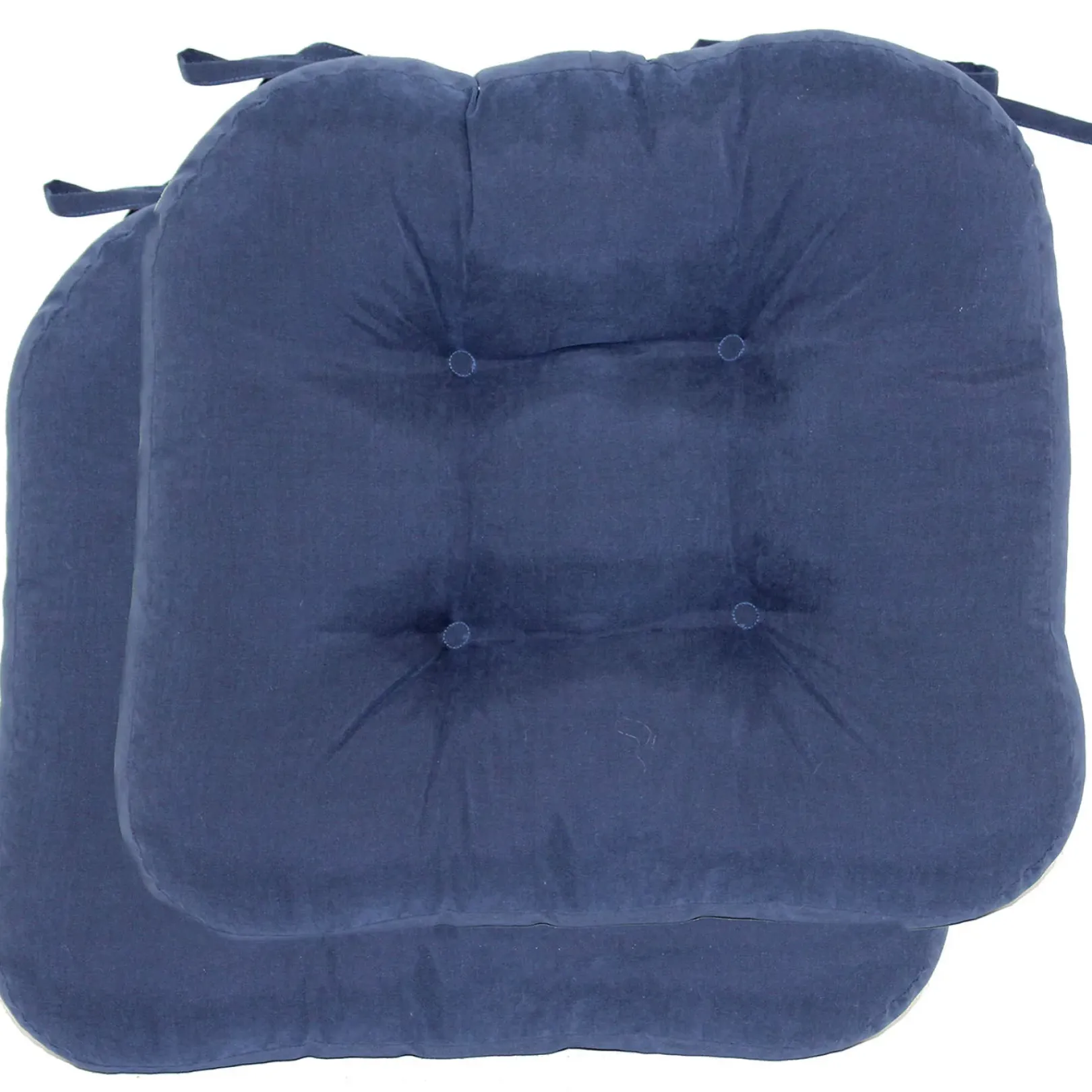 Sale 2-Pack Navy Microsuede Chair Pads Flash Sale Dining Chair Cushions & Pads