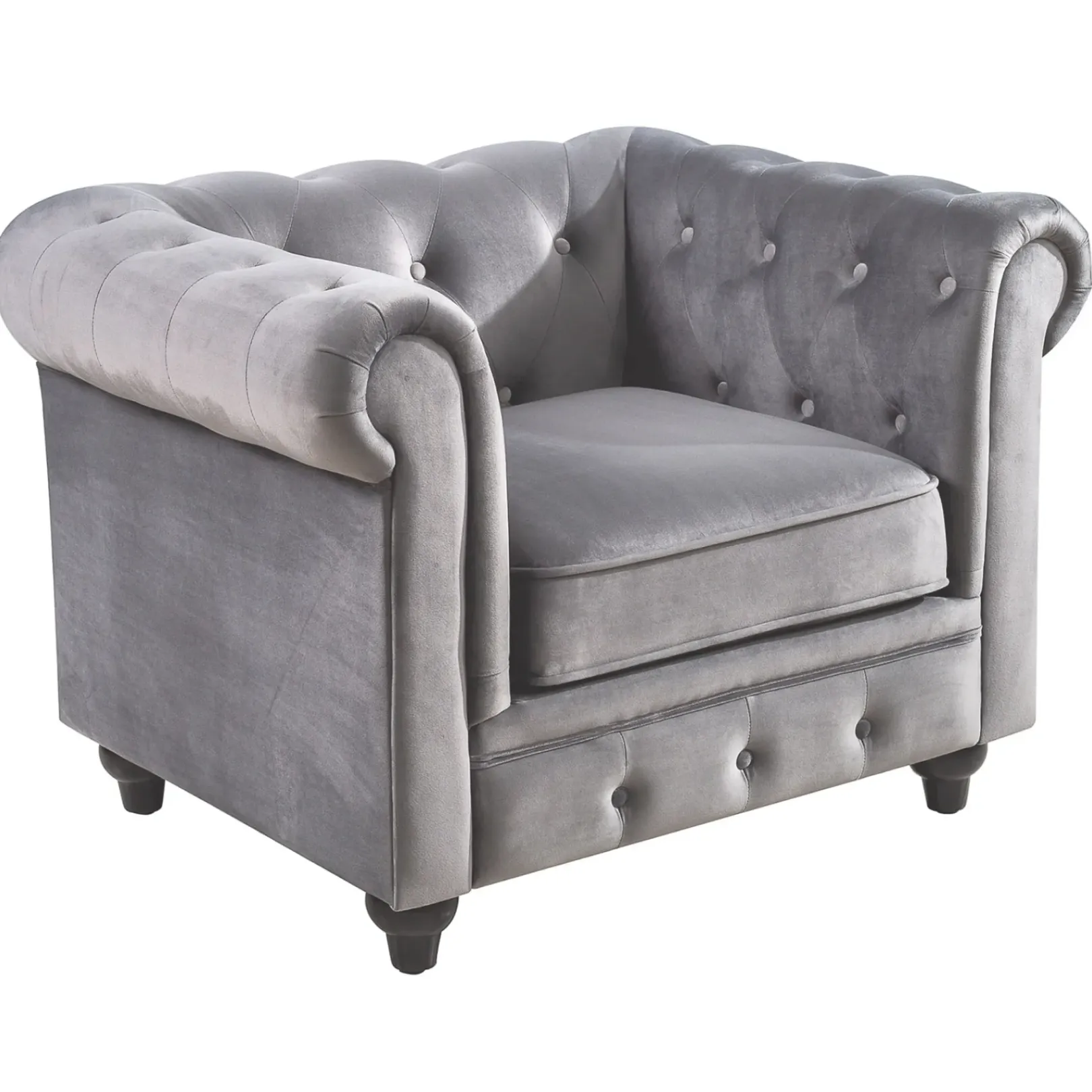 Providence Chesterfield Grey Velvet Tufted Chair Fashion Accent Chairs