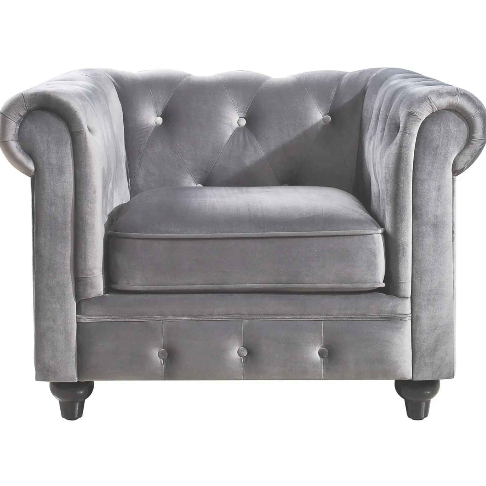 Providence Chesterfield Grey Velvet Tufted Chair Fashion Accent Chairs