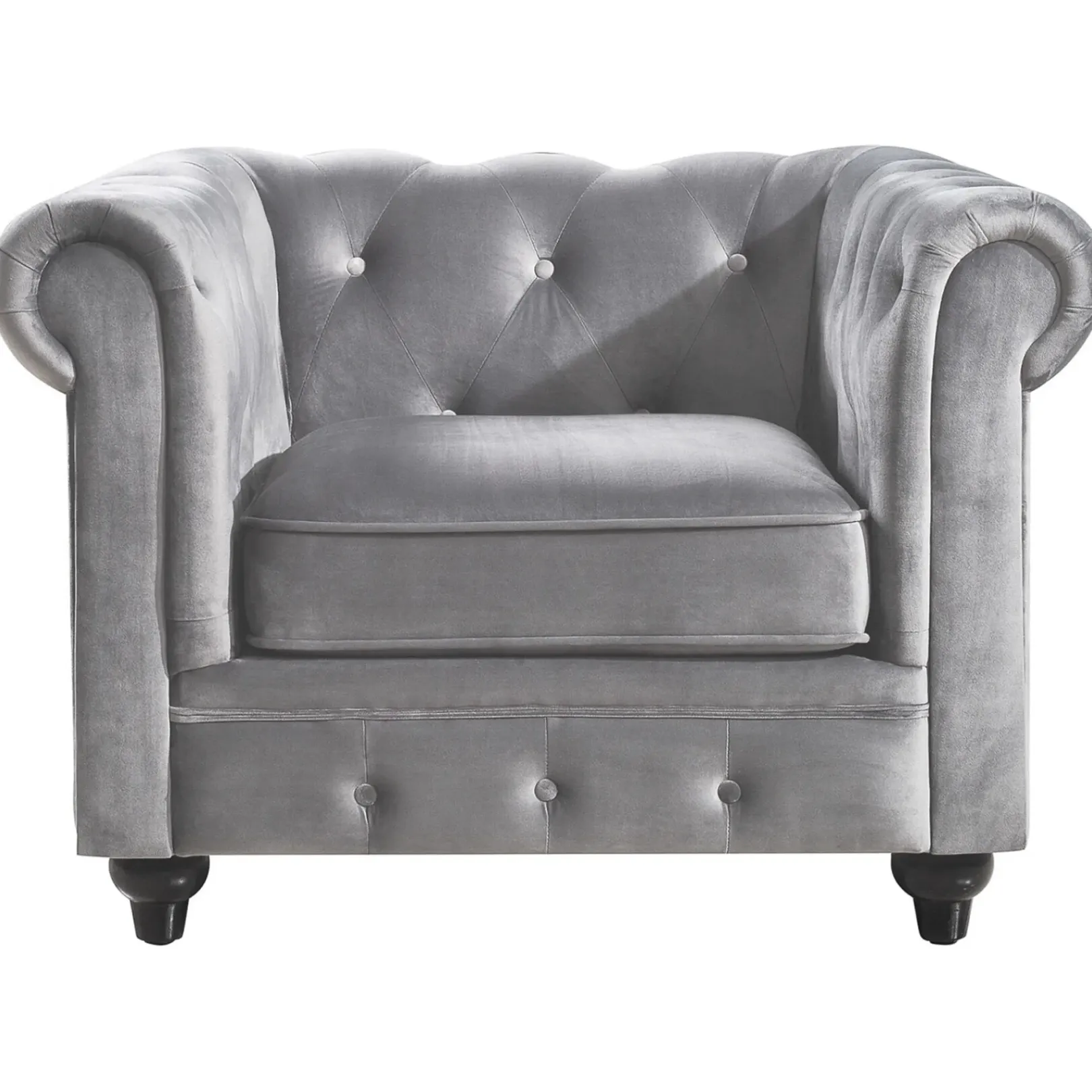 Online Providence Chesterfield Tufted Grey Velvet Rolled Arm Chair Discount Online Accent Chairs