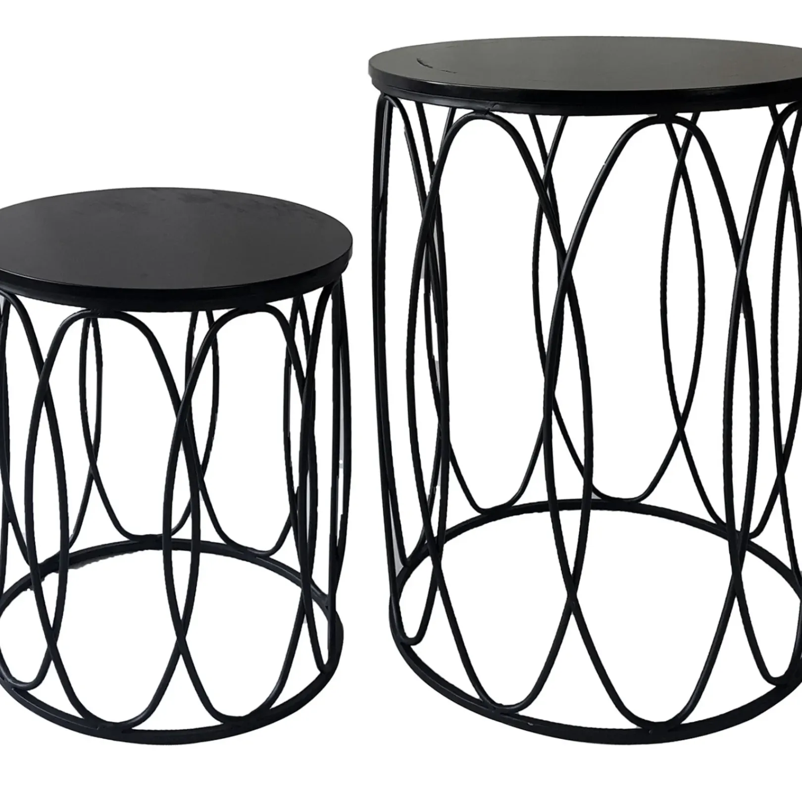 Sale Round Wood Top With Oval Metal Table, Small Promotion Accent Tables