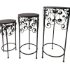 Online Round Wood Top With Scroll Metal Plant Stand, Small Opening Sales Plant Stands