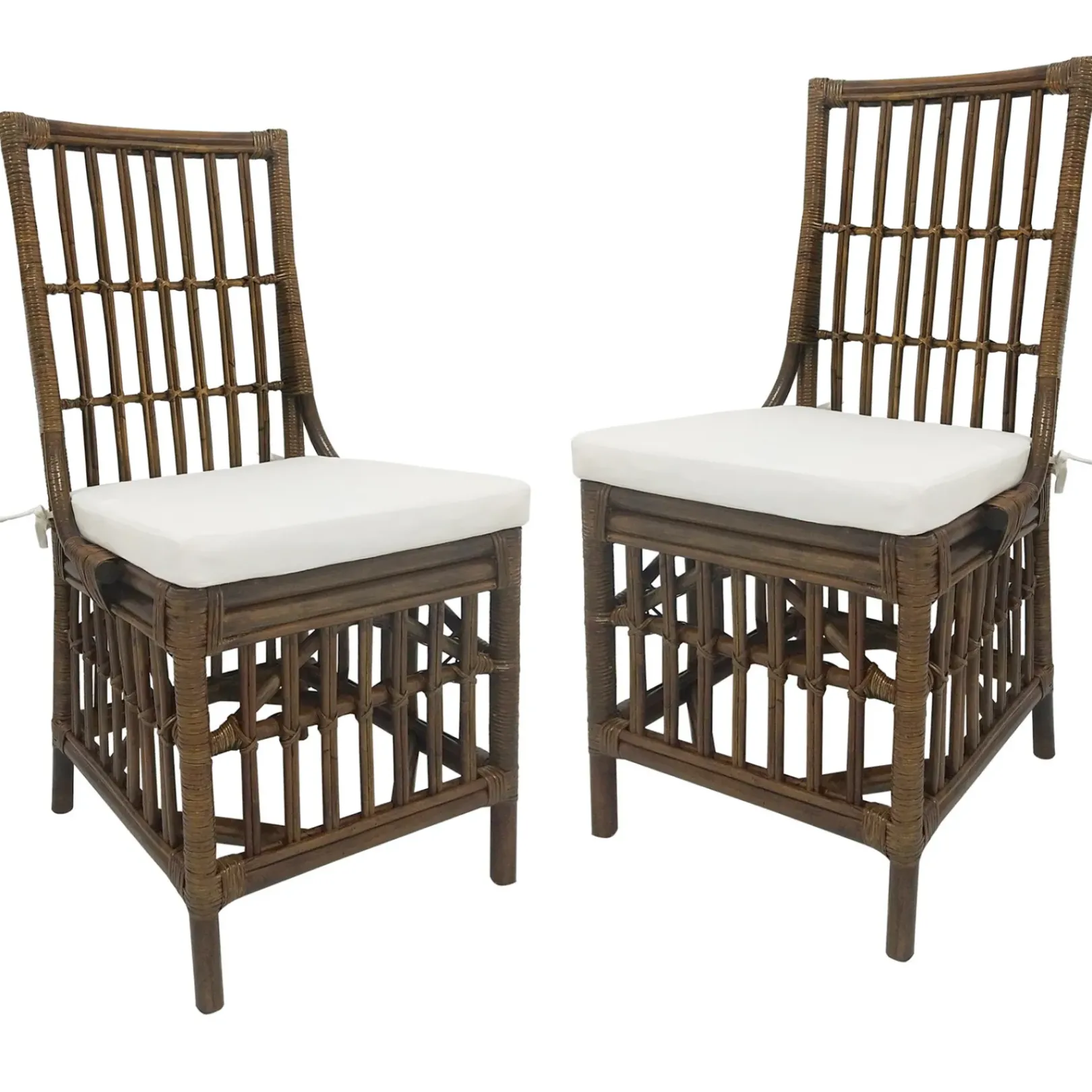 Hot Set Of 2 Honeybloom Cade Brown Rattan Box Chair Outlet Dining Chairs & Benches
