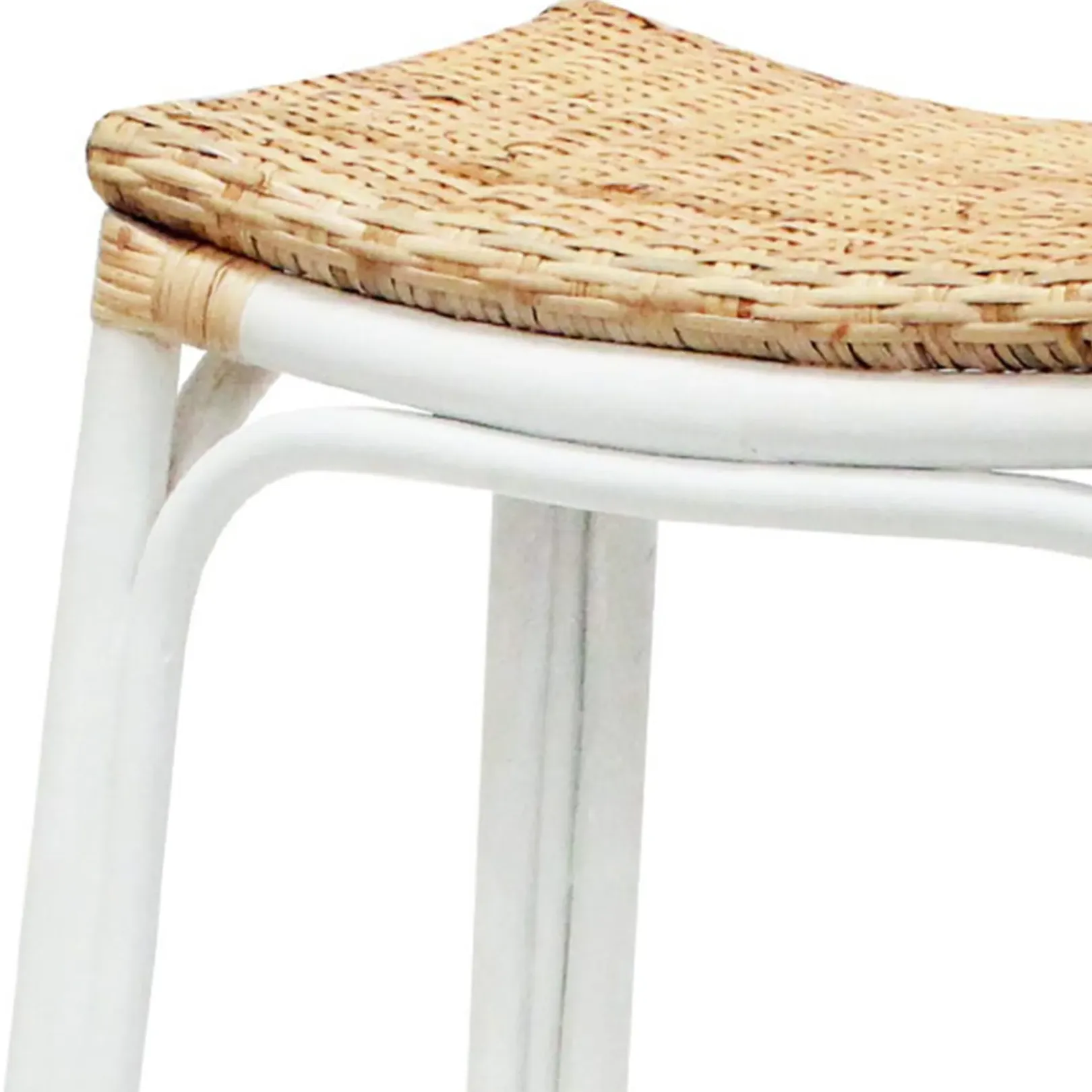 Set Of 2 Indah Rattan Backless Barstool, White Online Discount Barstools