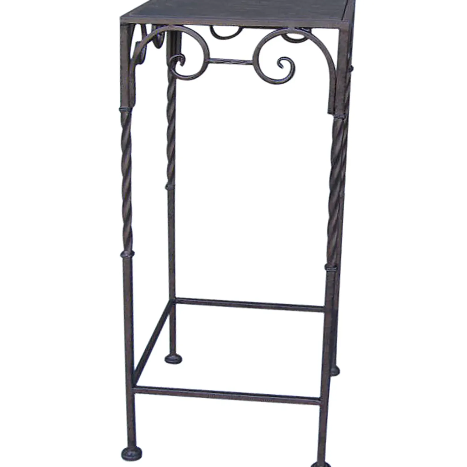 Square Wood Top Plant Stand With Brown Twist Metal Leg, Small Gift Selection Plant Stands