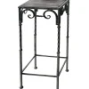 Discount Square Wood Top Plant Stand With Rustic Twist Metal Leg, Large Clearance Plant Stands
