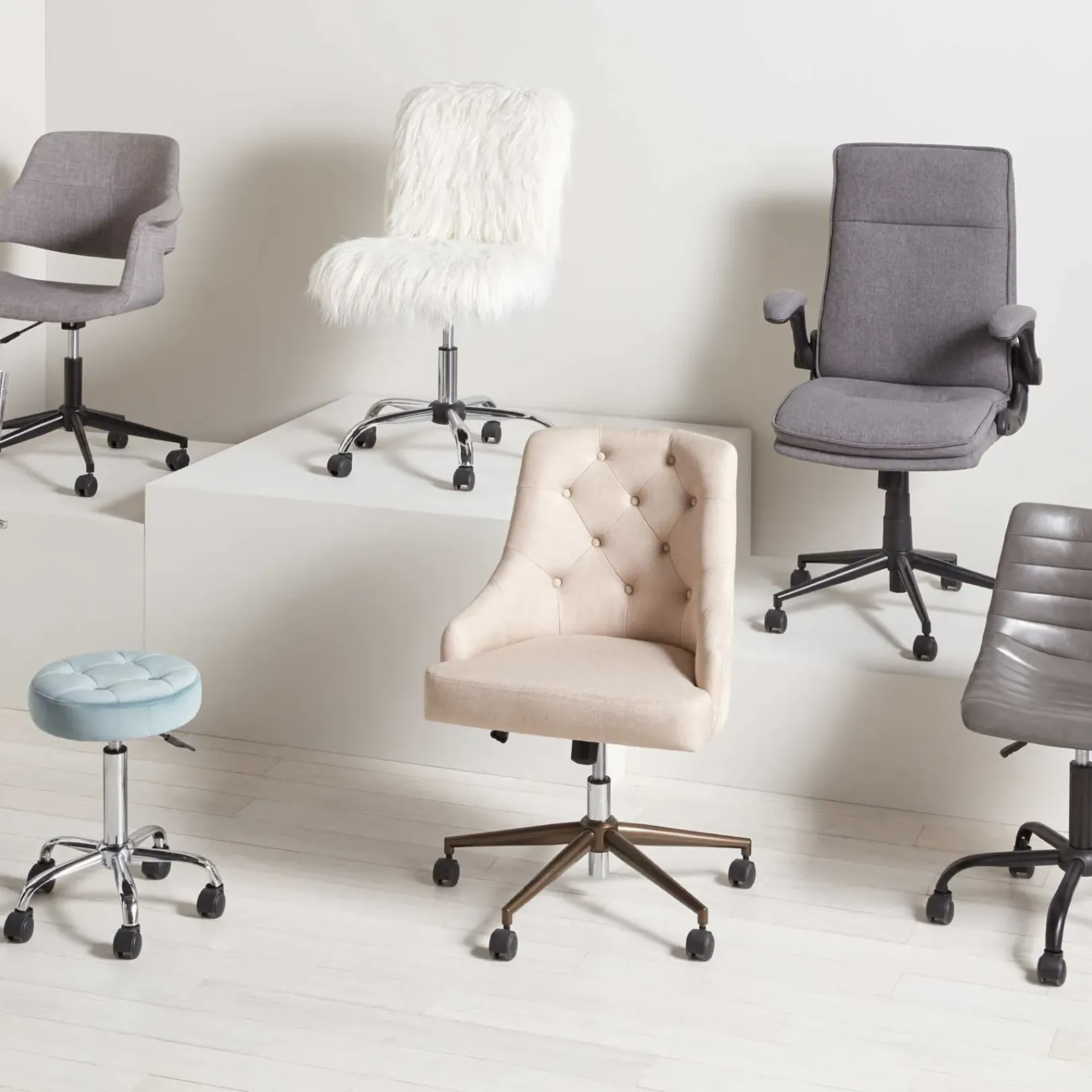 Online Tufted Cream Adjustable Office Chair Promotion Office