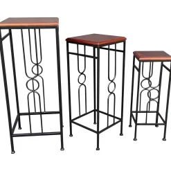 Outlet Wood Top Plant Stand, Large Featured Plant Stands