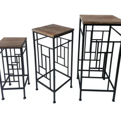 Online Wood Top Plant Stand With Metal Frame, Large Promotion Plant Stands